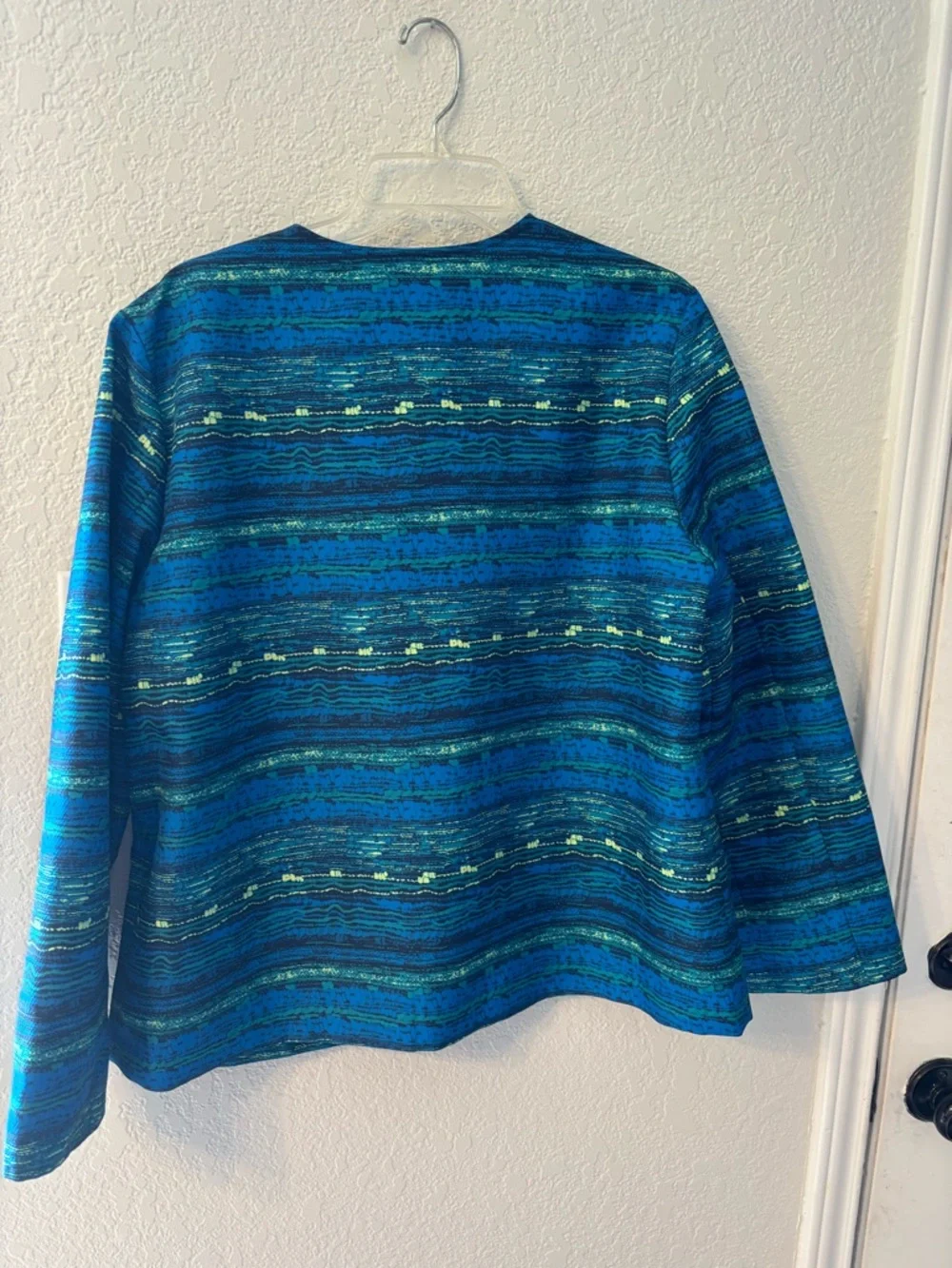 Blue Patterned Open-Front Jacket - Picture 2 of 4